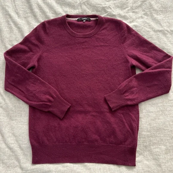 Quince burgundy plum purple 100% baby cashmere Crewneck Sweater - Picture 3 of 7
